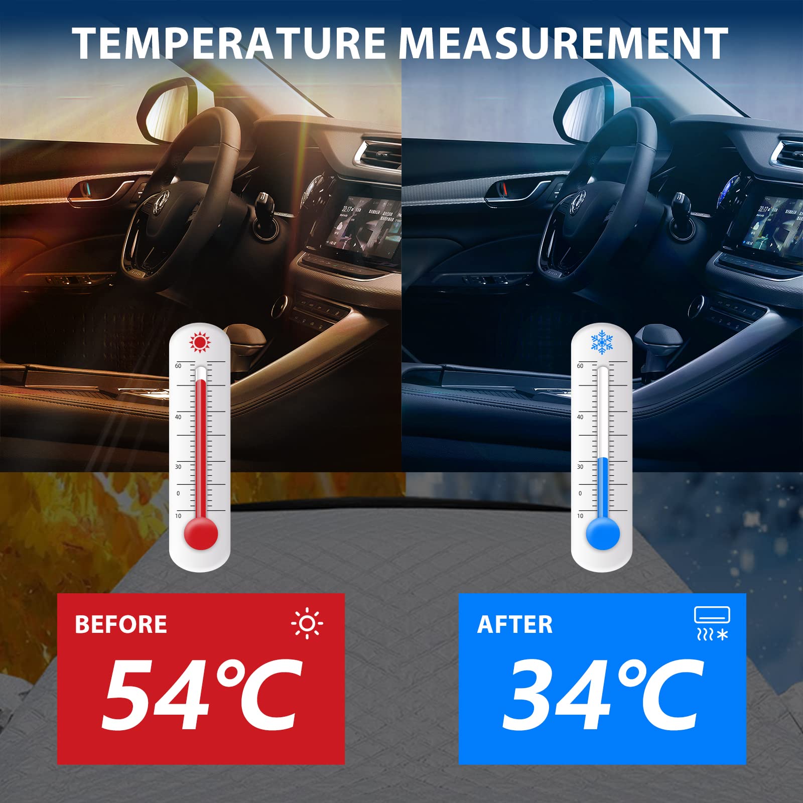 Couverture Pare Brise Avant Voiture, Magnétiques Protege Pare Brise Givre, pare soleil voiture Anti Givre Neige Anti Glace UV Soleil Protection Repliable Universelle pour Voiture SUV (180x 145 x110cm)