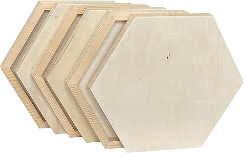 Miniatura 2 de Paneles de madera sin terminar para pintar, tableros con marco hexagonal de madera en blanco para manualidades y vertido de arte (10 x 11.6