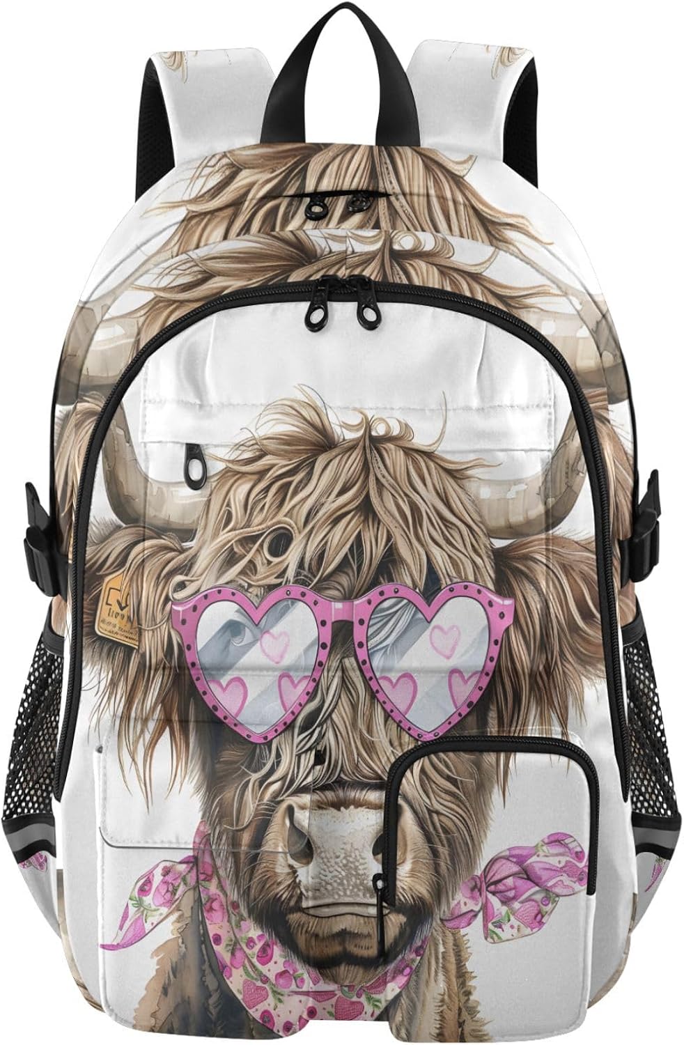 ALAZA Cute Highland Cow Backpack Laptop Backpack for Women Men Teen Girls Travel Bookbag Multi Pocket School Book Bag Lightweight Daypack 30L