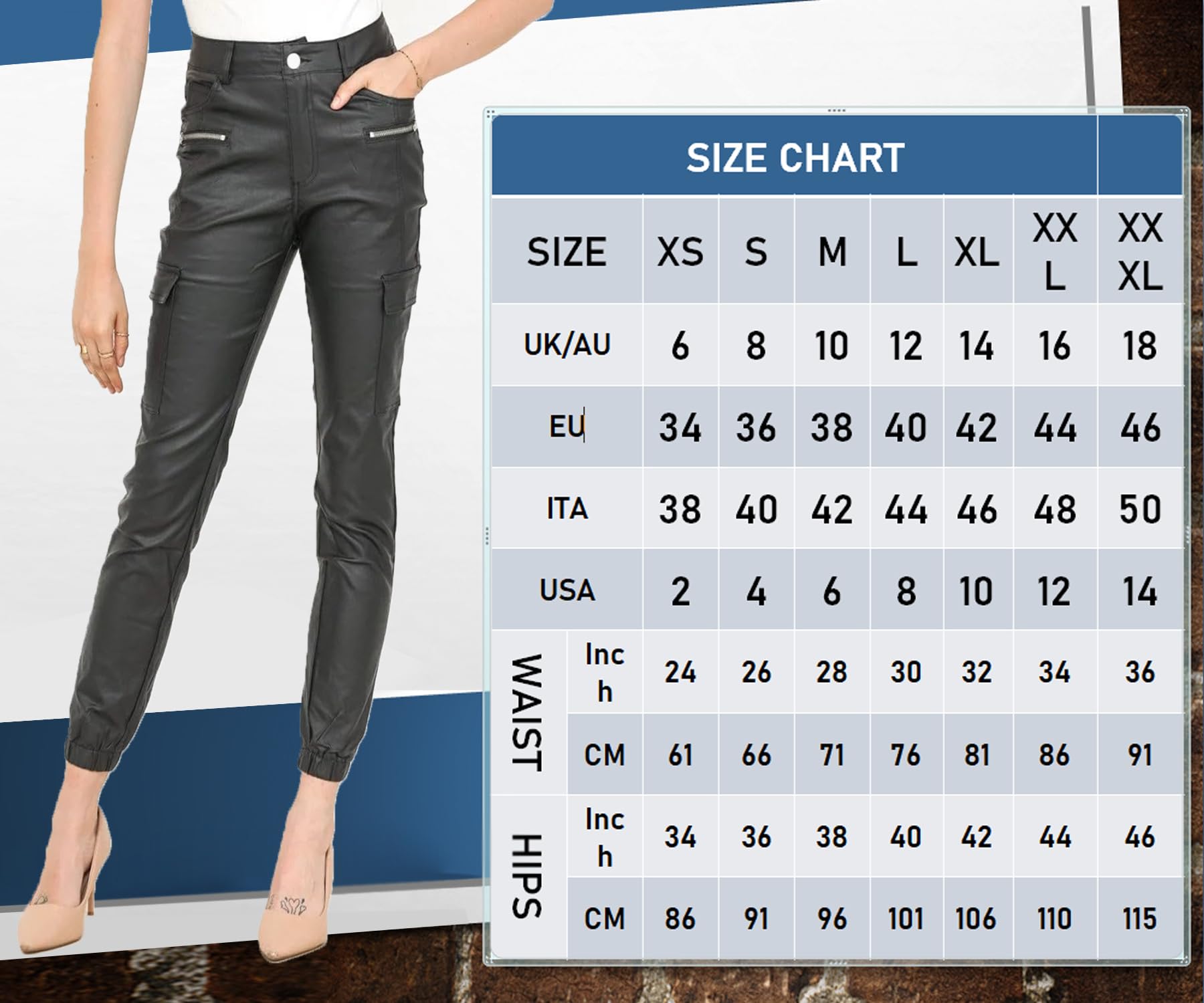 Crazy Lover Pantalon Femme Jean Slim Pantalon en Cuir pour Femmes Skinny Motard Look Cuir