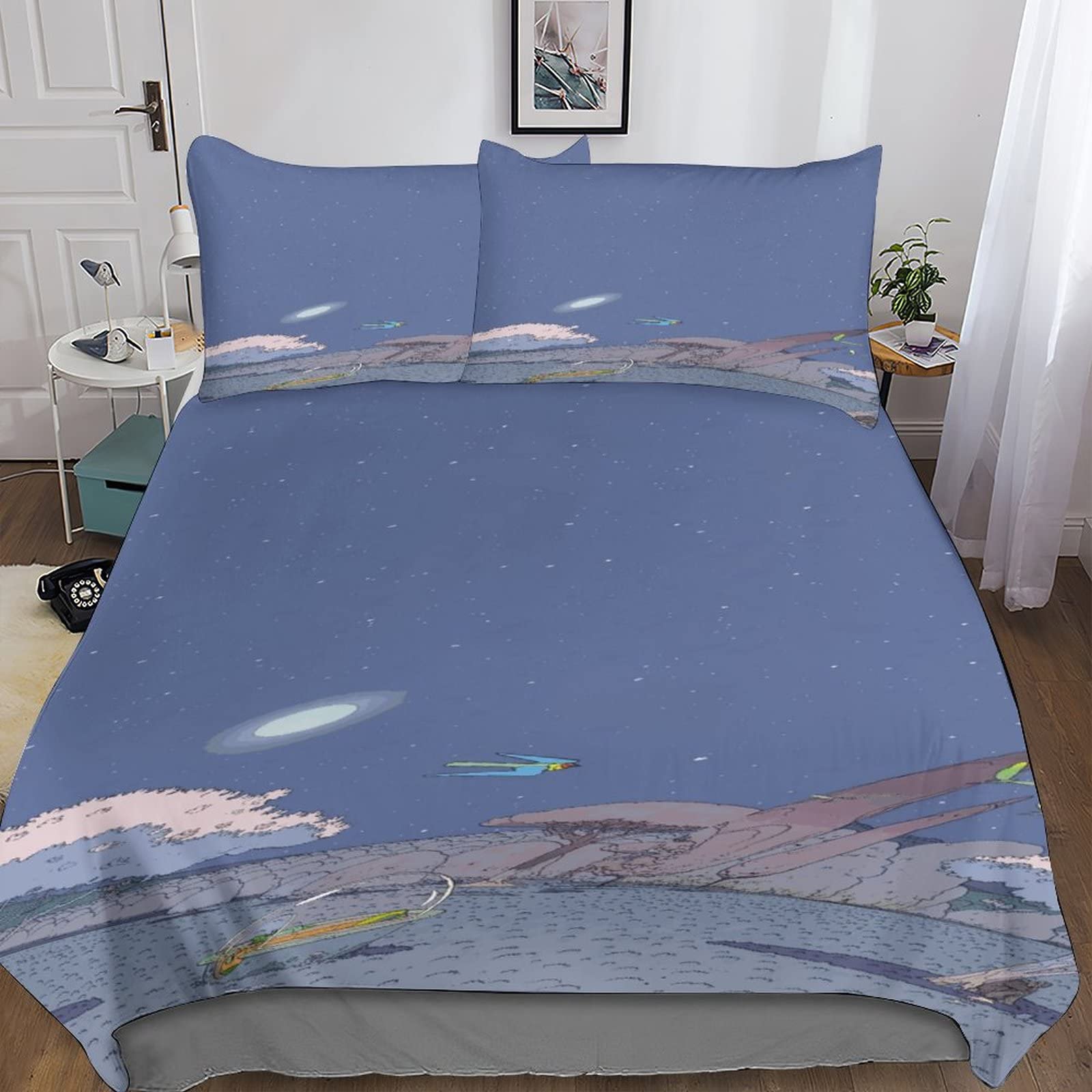 Housse de couette respirable et confortable motif univers 3D
