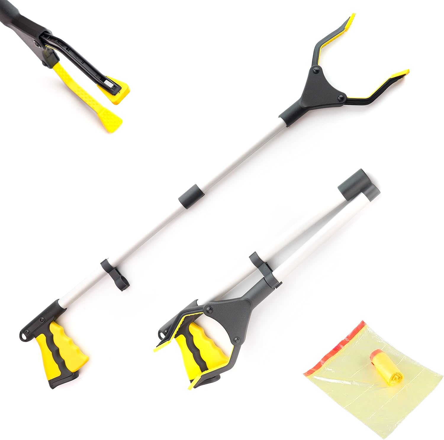 ALIESH 32” Litter Picker Grabber Stick Foldable Reach Grabber with 360
