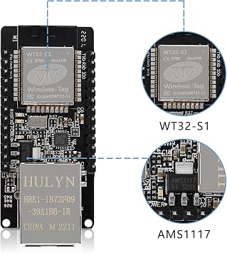 لوحة تطوير WT32-ETH01 ESP32، منفذ تسلسلي مدمج لدعم الوضع المزدوج لشبكة Ethernet وWi-Fi/Bluetooth