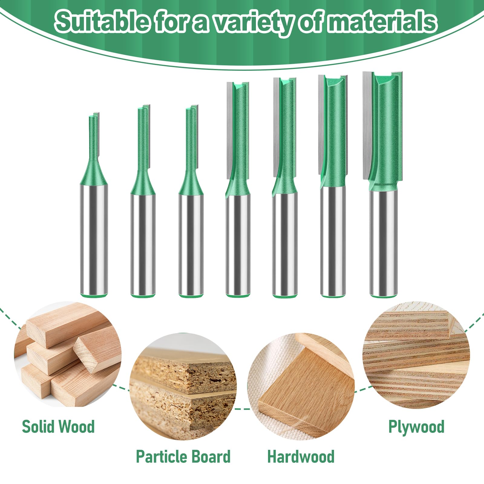 7 Pièces Fraise Defonceuse 8mm, Fraise Pour Défonceuse, Fraise