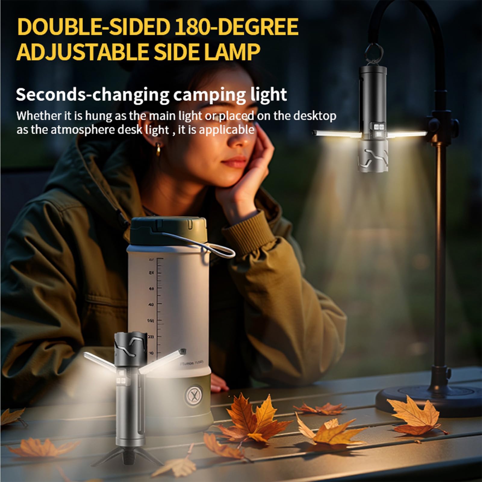 Lixada Luces telescópicas de camping, 5500 mAh Linterna de Camping Recargable Retráctil, Multifunción Emergencia Lampara Ajustable Linternas LED Alta Potencia Para Senderismo Pesca (Negro)