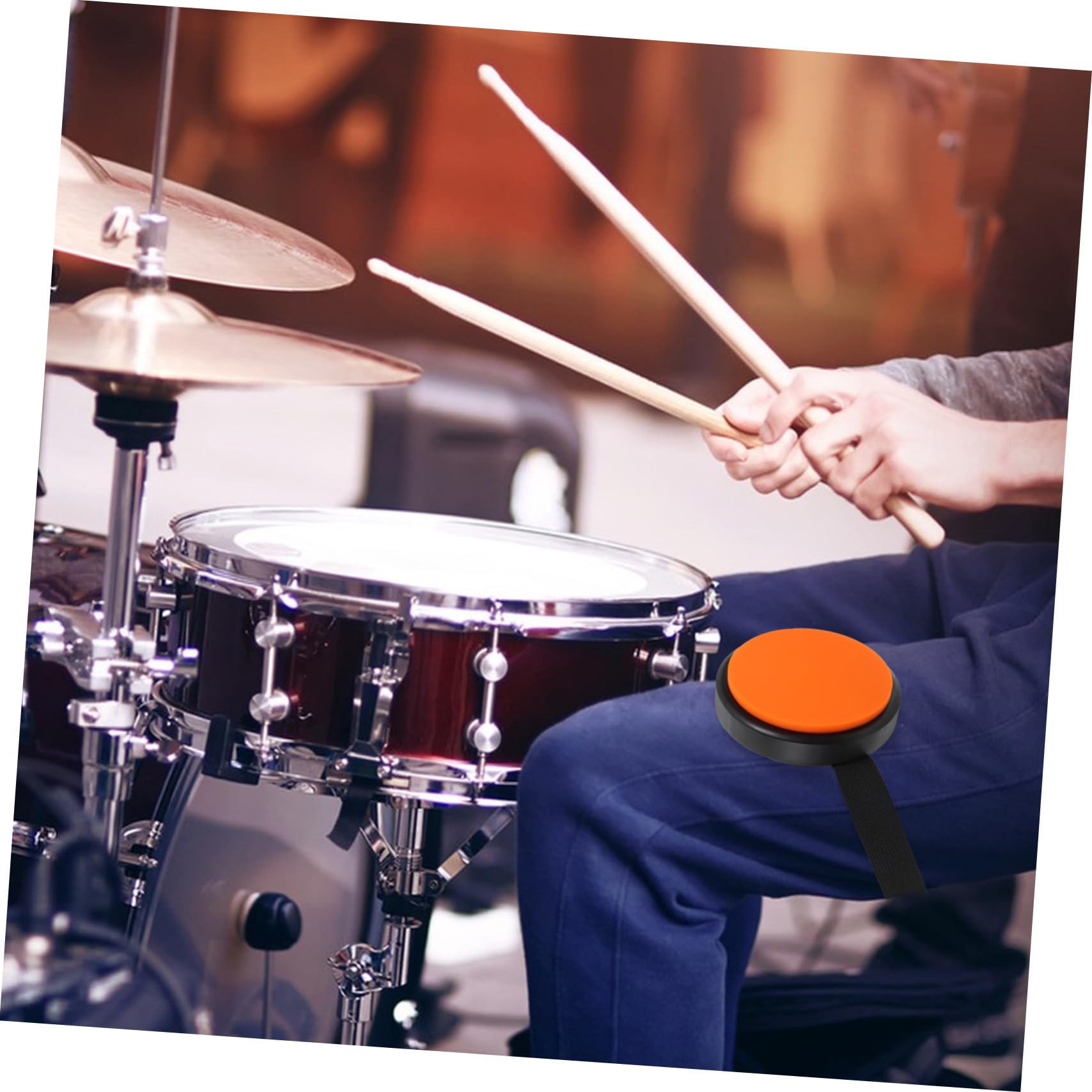 Kisangel Almohadilla Portátil De Práctica Para Batería Correa Ajustable, Silicona Naranja Resistente, Pad Silencioso Para Entrenamiento En Casa y Práctica Musical