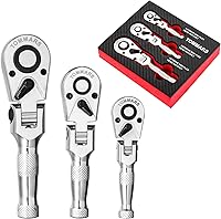 Vista 18 de TOMMARS Juego de trinquetes rechonchos, 1/4 ", 3/8", 1/2" llave de mango de trinquete de 72 dientes reversible de liberación rápida