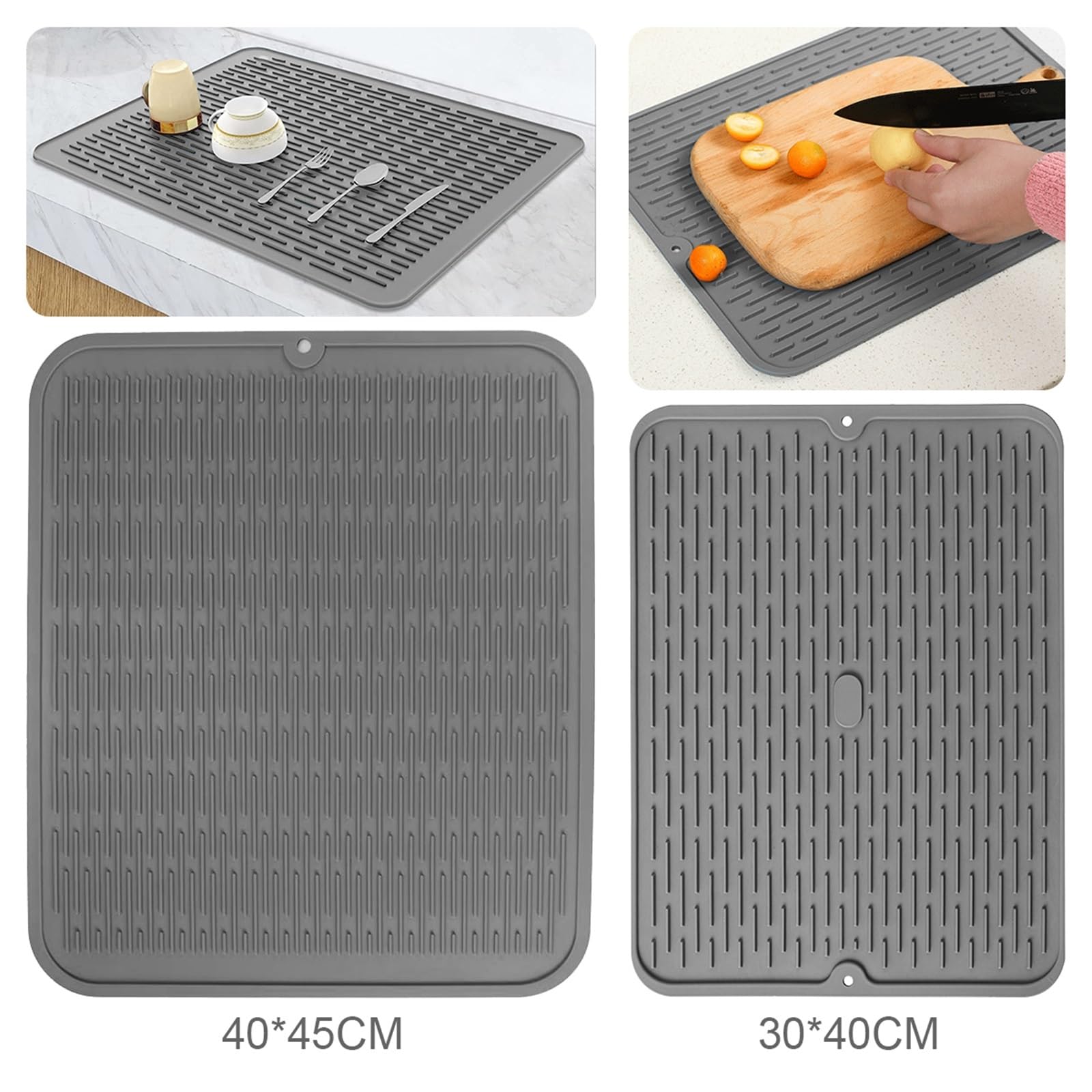 Silikon-Abtropfmatte, große Abtropfmatte for Küchentheke, hitzebeständig, Hot-Pot-Halter, rutschfeste Silikon-Spülbeckenmatte(40x45cm)