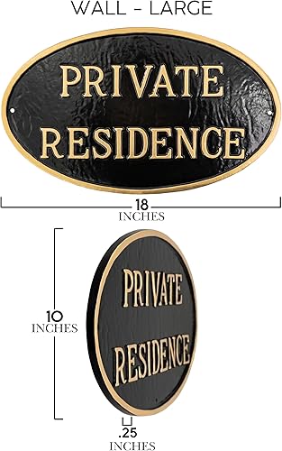 Miniatura 3 de Montague Metal Products Placa ovalada de residencia privada, negro con letras doradas, 10 x 18 pulgadas