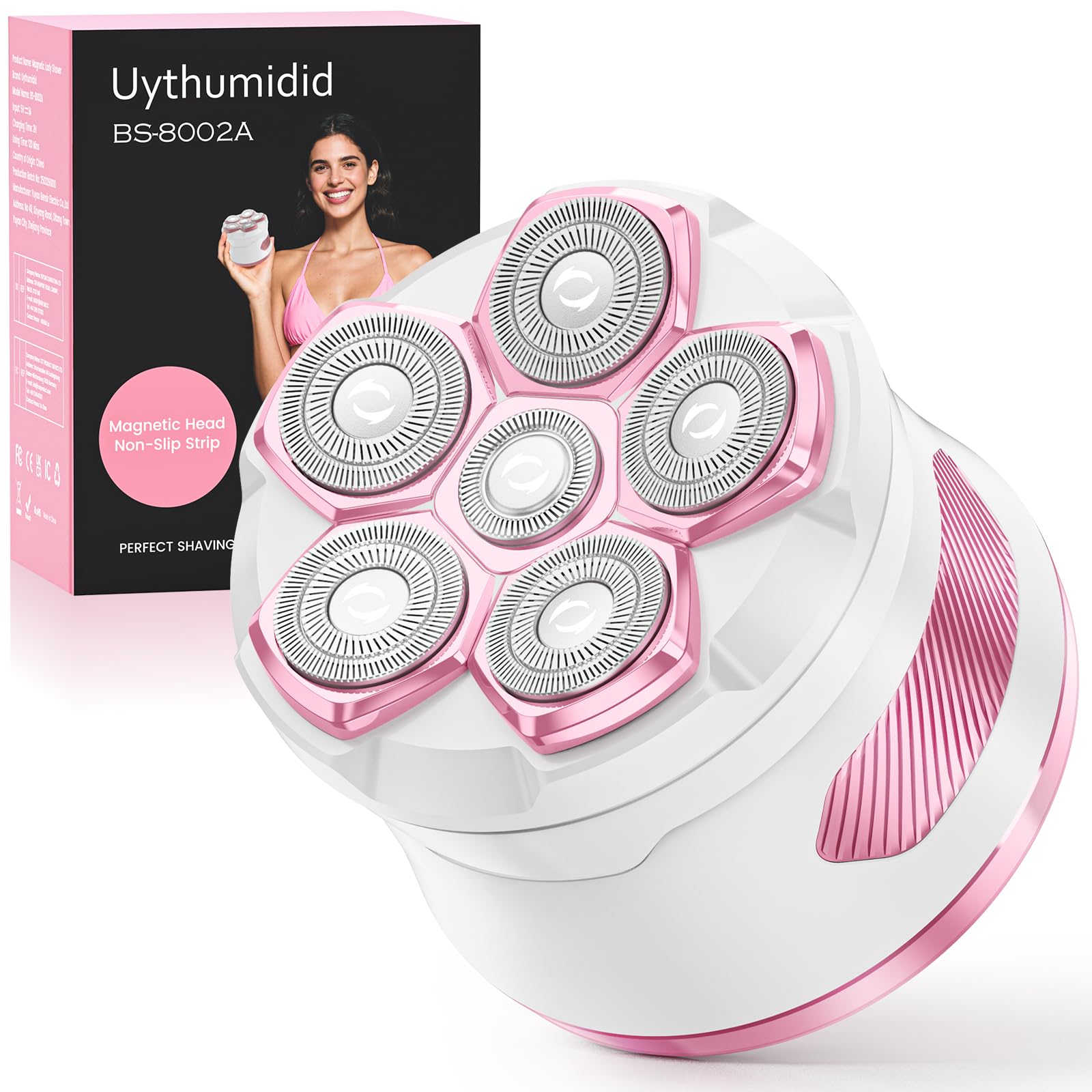 Electric Razors for Women - Flawless Women's Electric Body Shaver, Waterproof Wet Dry Hair Remover with Detachable Head, Easy to Hold with Anti-Slip Strips, Cherry