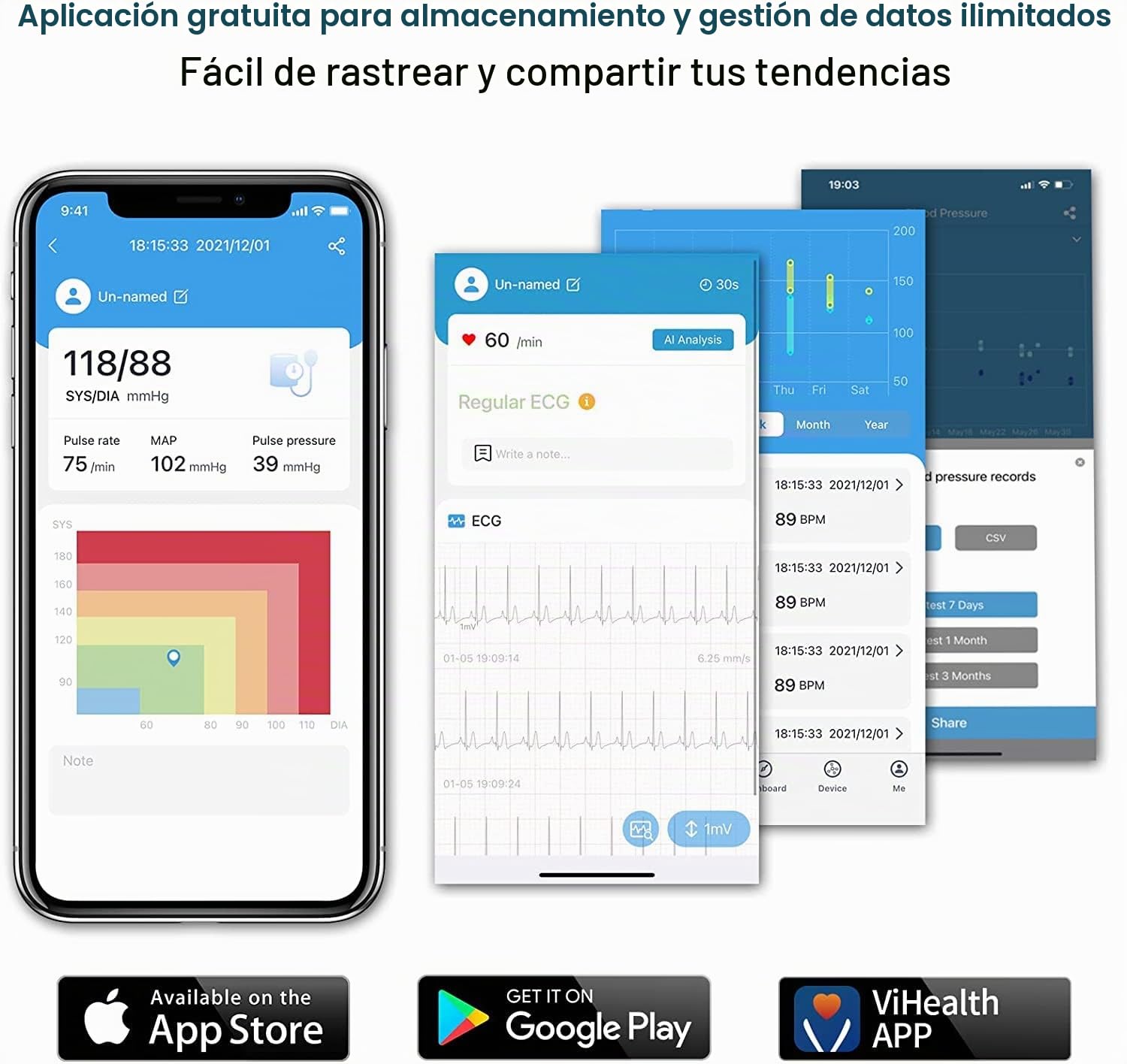 Viatom Armfit Plus Tensiómetro De Brazo Bluetooth Con Ecg, Monitor Para La Presión Arterial, Detección De Arritmias, Compatible Con Dispositivos Ios Y Android