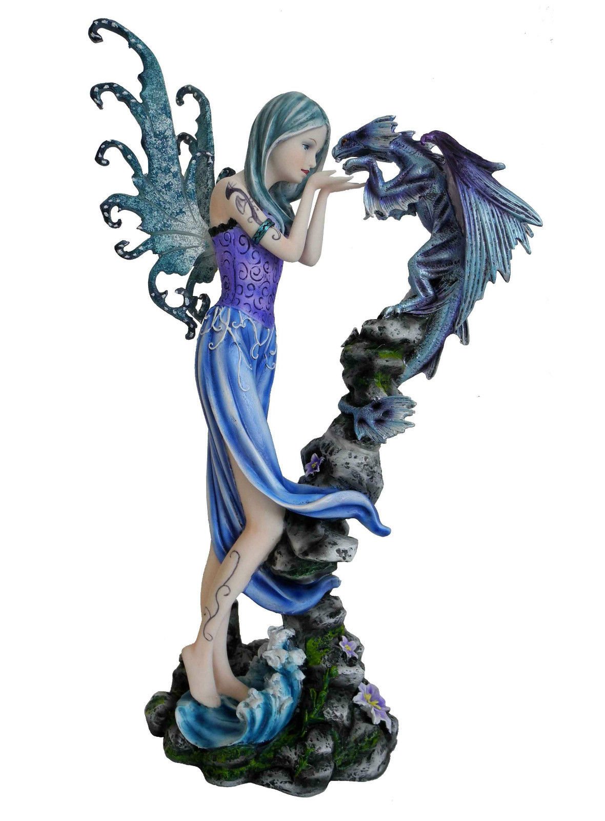 Figura decorativa figura hada azul Face au Dragon