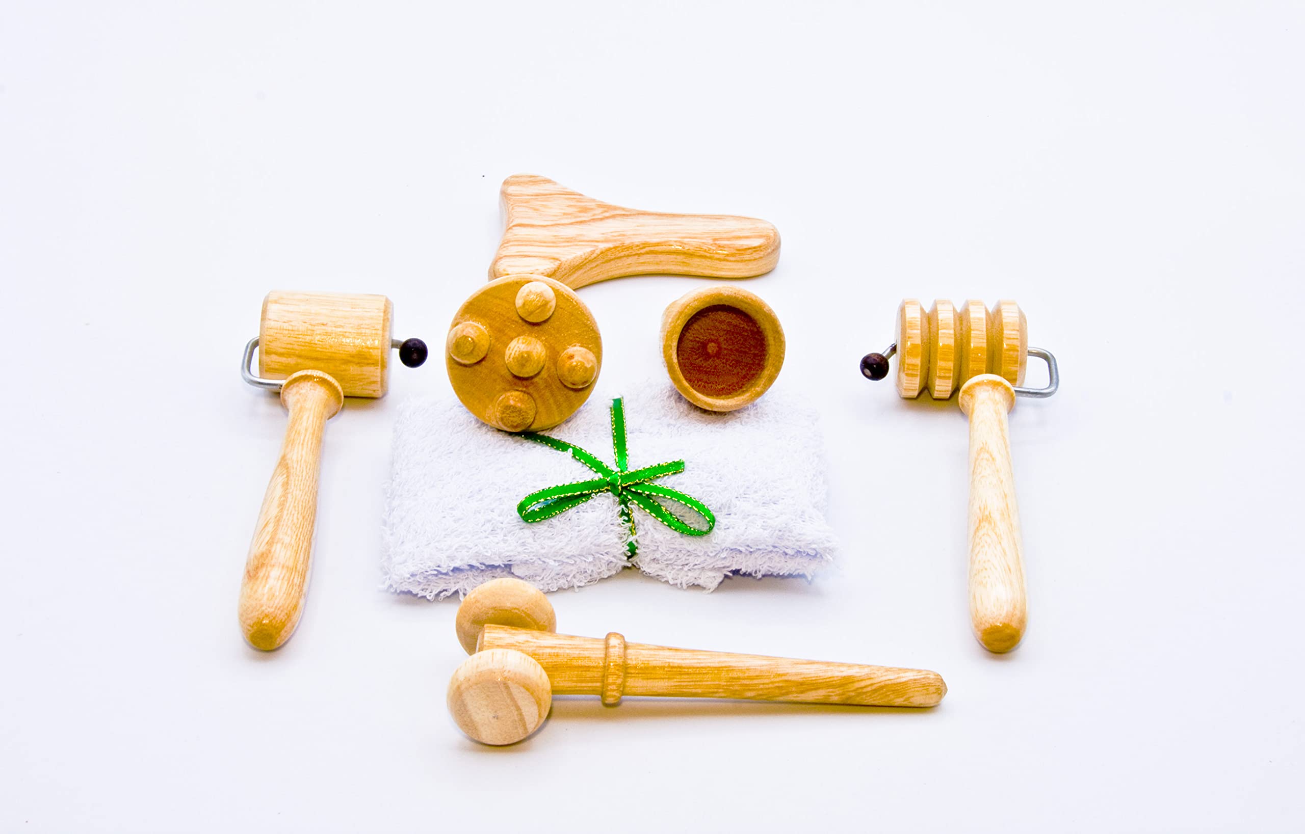 Set 6 Pièces Maderothérapie Visage Rouleaux Bois Coupe Suédoise
