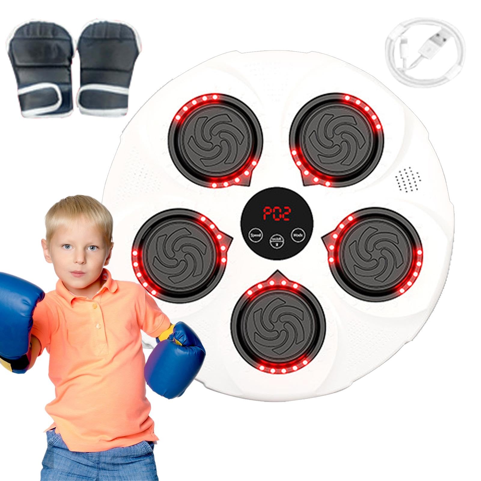 Macchina per allenamento boxer, guantoni da boxe, bersaglio musicale per boxe, macchina da boxe da parete, attrezzatura da boxe per allenamento agilità, tappetino da boxe da parete, 43 x 43 x 7,5 cm