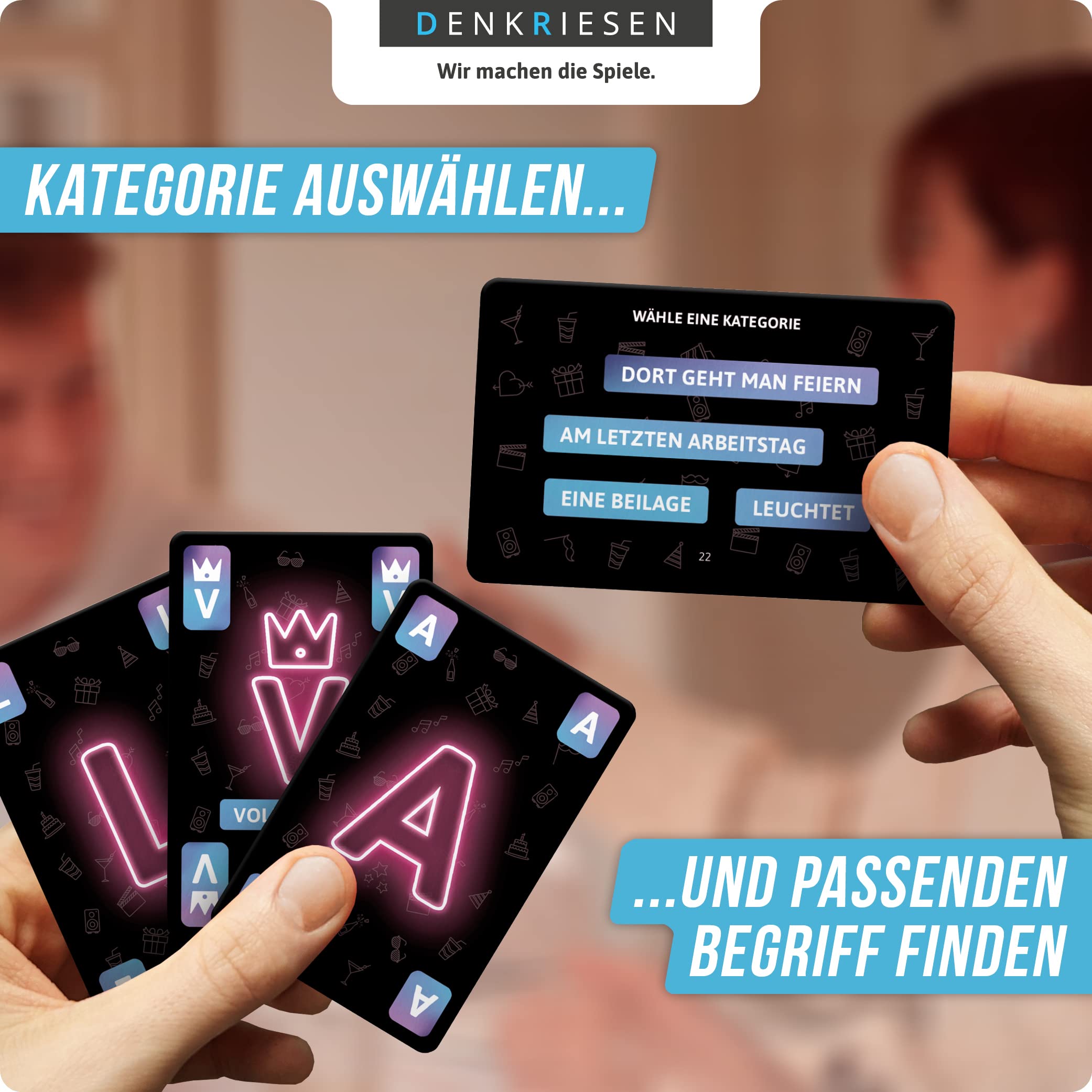DENKRIESEN Gioco Di Carte 'Città-Campagna-Fiume' – Edizione Festa Con 200 Categorie, 120 Carte, Ideale Come Regalo Divertente