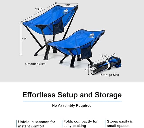 Miniatura 2 de Silla plegable al aire libre y bolsa portátil, equipo de silla de camping para senderismo, mochilero, deporte, fútbol, playa, silla de campamento