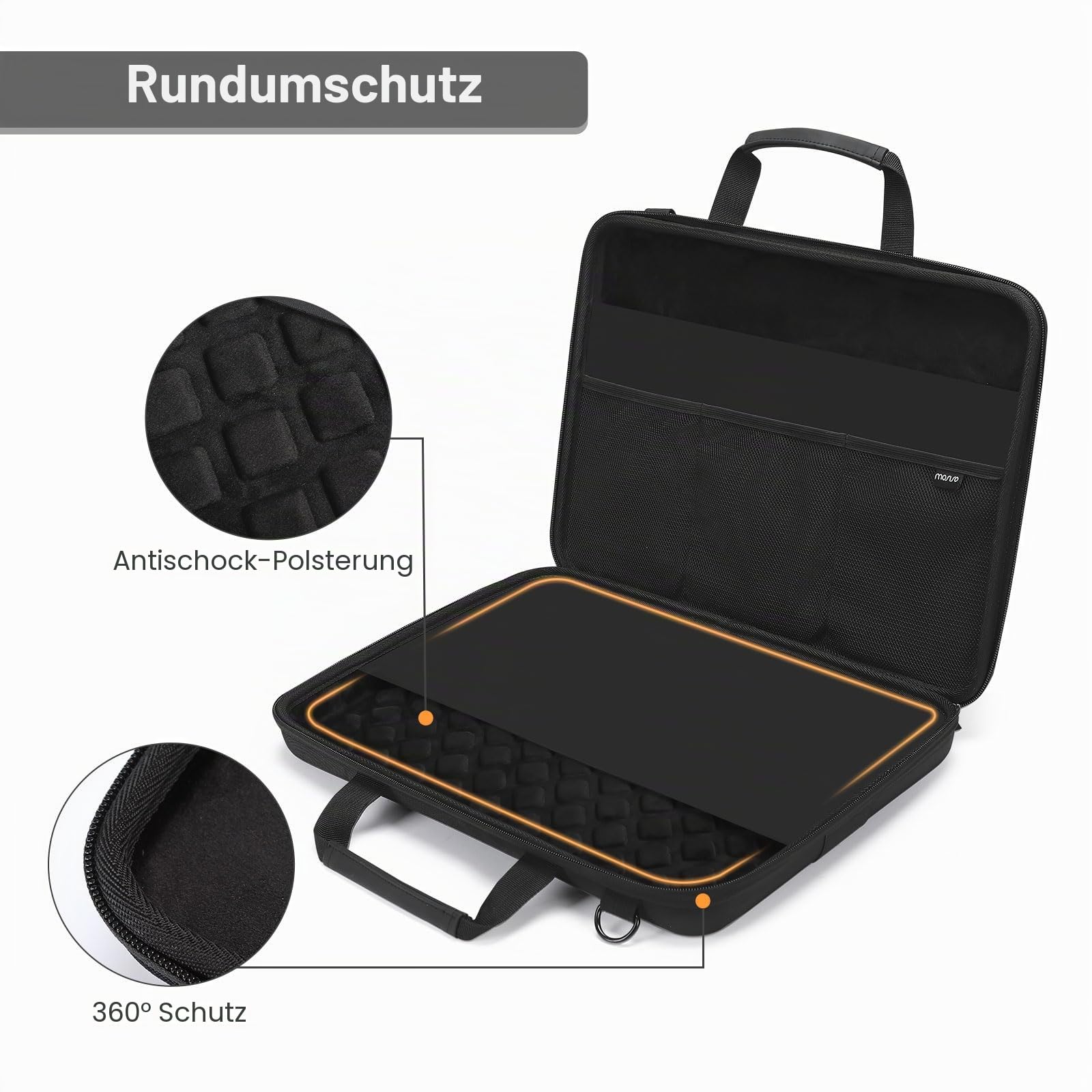 MOSISO Hartschale Laptoptasche 16 Zoll Herren, kompatibel mit MacBook Air 15 / Pro 16, Lenovo HP Dell Asus, Umhängetasche Schwarz