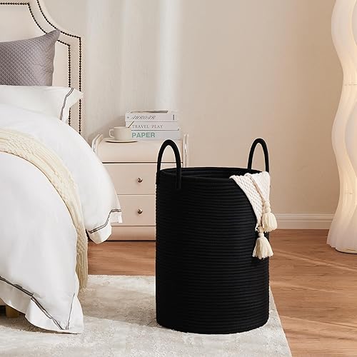 Miniatura 9 de Youdenova - Cesta de cuerda de algodón para la ropa sucia, 72 litros, plegable, cesta de almacenamiento de ropa para mantas, organización de