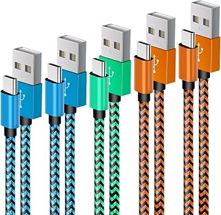 AWINBOW USB C Cable, (5 Pack/2M) USB Type C Fast Charging Cable - Nylon Braided USB C Sync Cable for Galaxy S10/S9/S8+/S8, MacBook, Sony XZ, HTC 10, OnePlus 5T, Huawei P9 etc. Smartphone