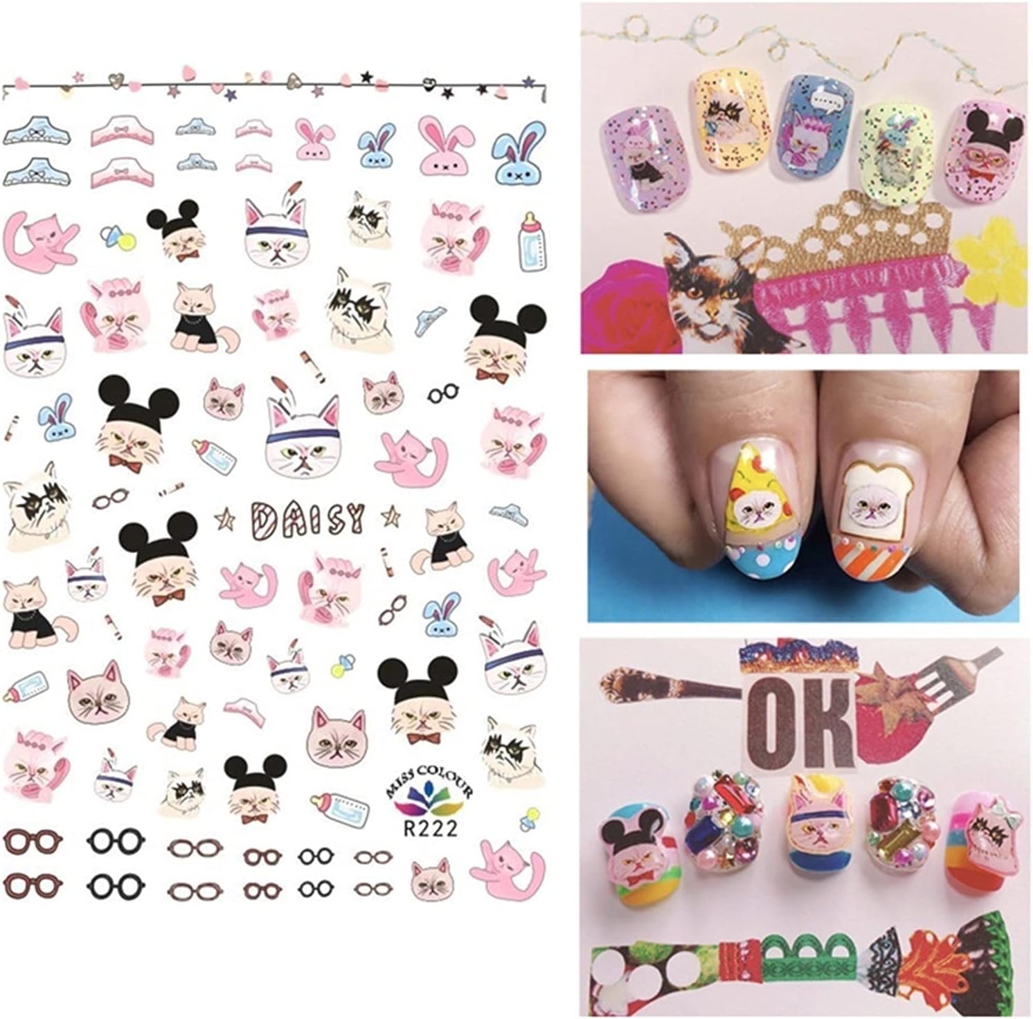 WZRY Nail Sticker, Manicure Art Back Glue Decals Fashion Nail Stickers (Color : 8 Sheet) : Beauty & Personal Care