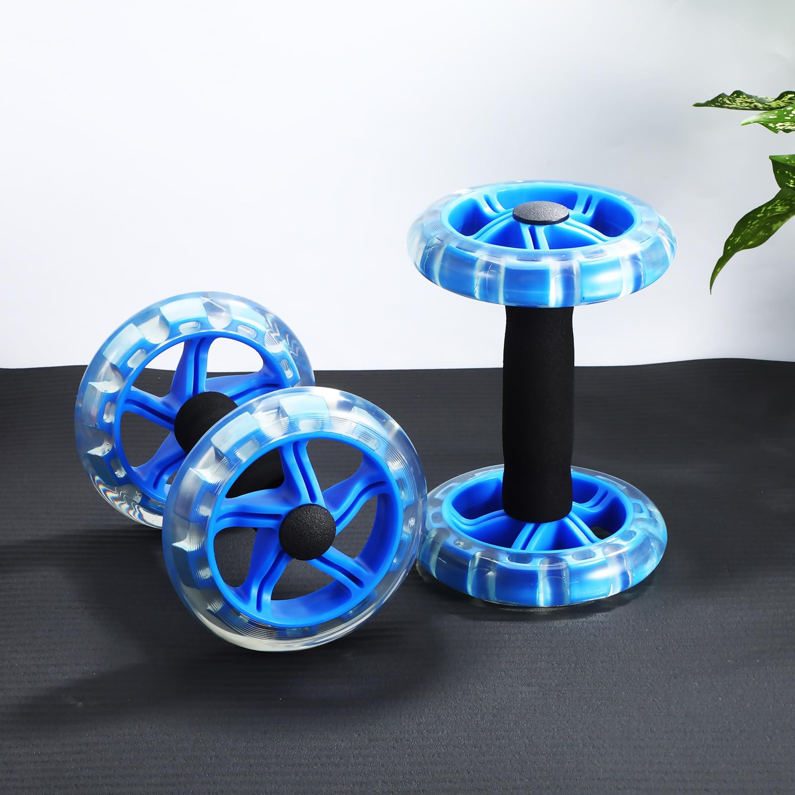 jojofuny Rueda Doble y Ruedas Dobles para Abdominales Diseño Antideslizante Material Pp y Pvc, Ligera y Estable para Entrenamiento de Abdomen en Casa