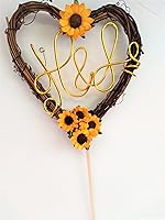 Vista 5 de Sunflower Vine Cake Topper Personalized for Couple – Rustic Custom Keepsake for Wedding, Engagement, Bridal Shower, Anniversary, Party Decoration