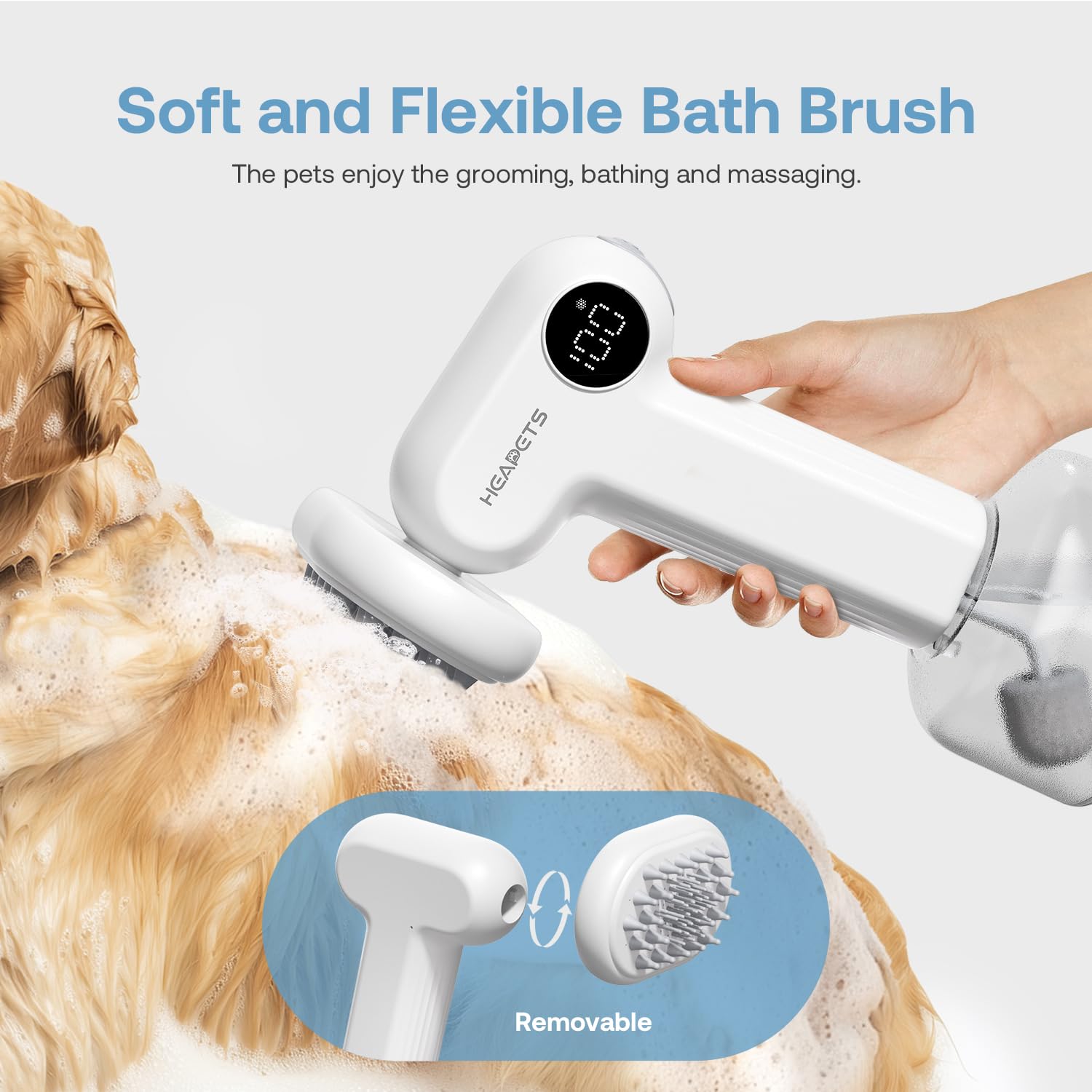 Electric Dog Shampoo Dispenser with Shampoo Brush, Shampoo Foamer for Dogs Bathing, Massaging and Grooming, Two Foaming Modes, Rechargeable Dog Foam Sprayer for Short and Long Haired Pet - image 3