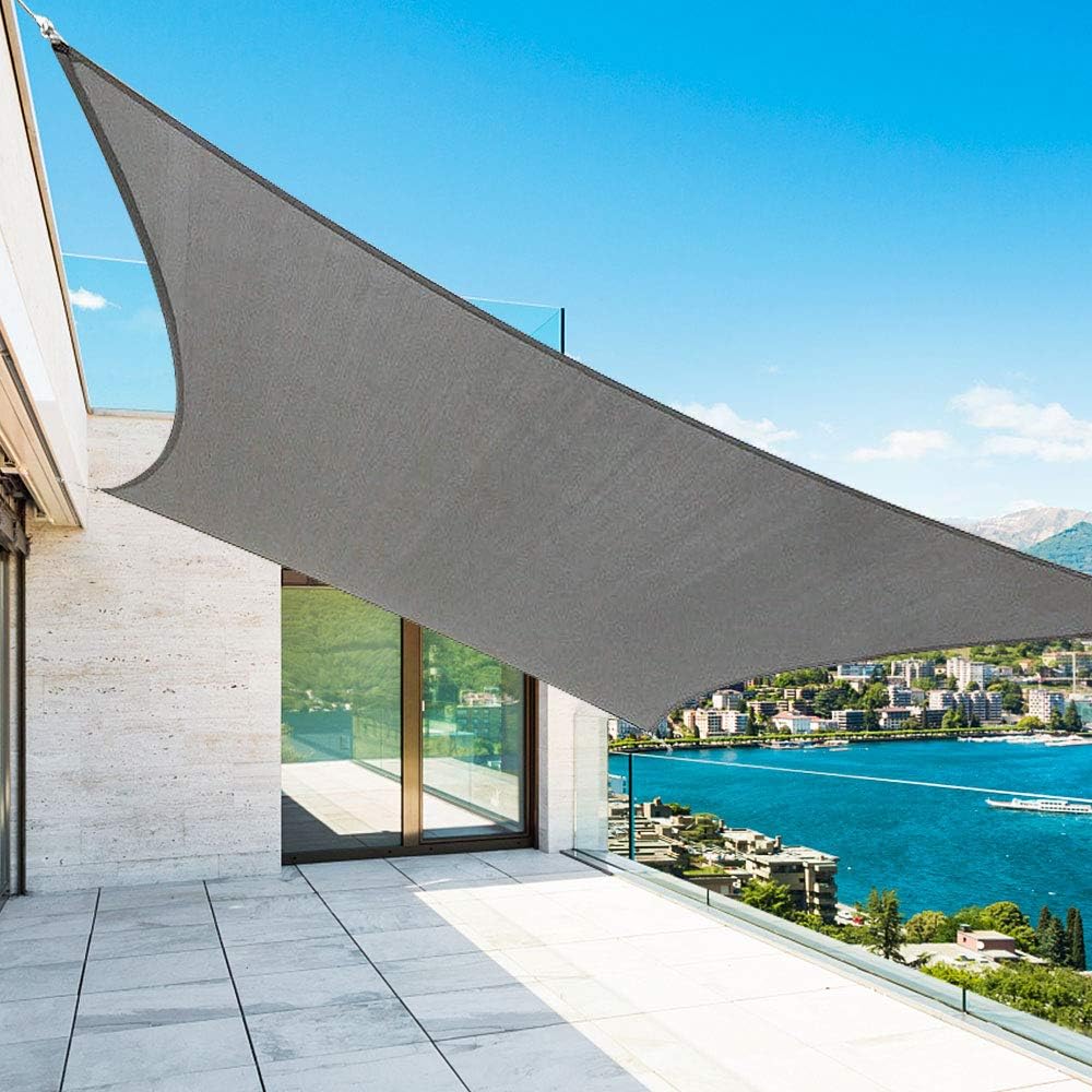 Shade&Beyond 12'x20' Sun Shade Sails Curved Canopy Rectangular Dark Grey 185GSM Shade Sail Permeable for Patio Deck Yard Backyard, (We Make Custom Size)