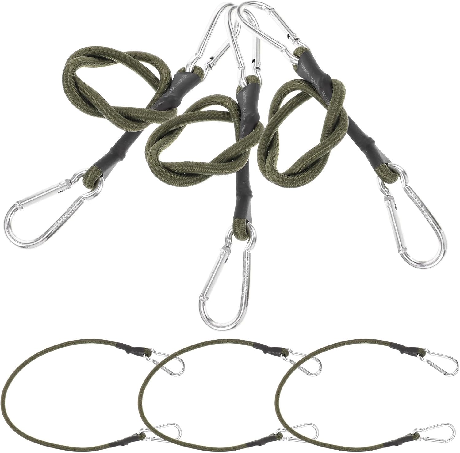 6pcs 8mm Adjustable Bungee Cords Elastic Lashing Straps with Carabiner Hooks 60cm for Outdoor Camping Tent Luggage Fastening and Gear Securement Random Color