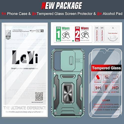 Miniatura 8 de LeYi Funda para Samsung Galaxy A23 5G No compatible con A23 UW con 2 protectores de pantalla, funda resistente con cubierta deslizante para cámara y