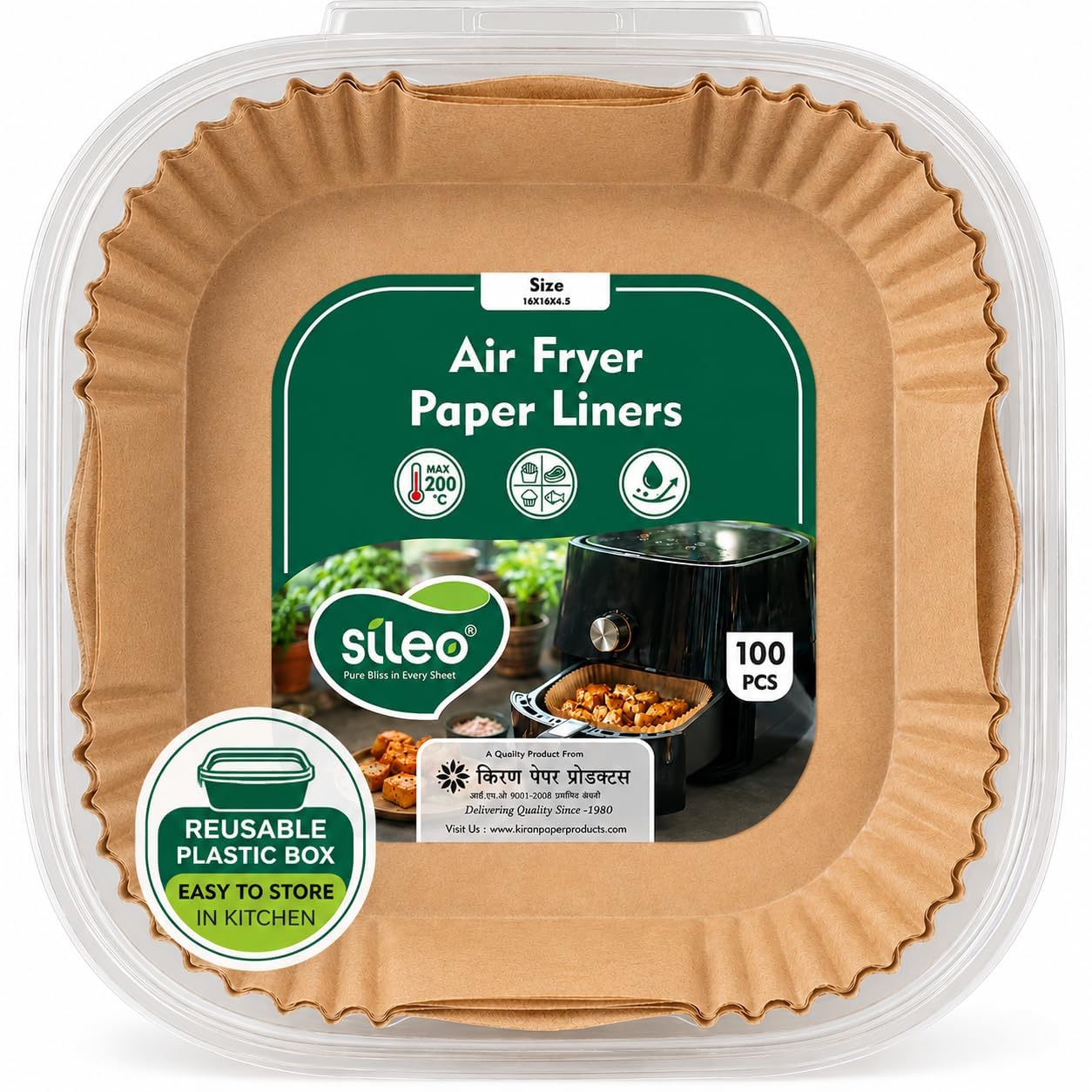 Air Fryer Paper Sheets 100 PCS | Air Fryer Parchment Paper | Oil-Proof Non-Stick | Heat Resistant 200°C | Square 8 Inch-image-38
