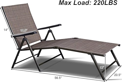 Miniatura 2 de COSTWAY Tumbona ajustable para piscina, sillón reclinable textileno, muebles de patio al aire libre