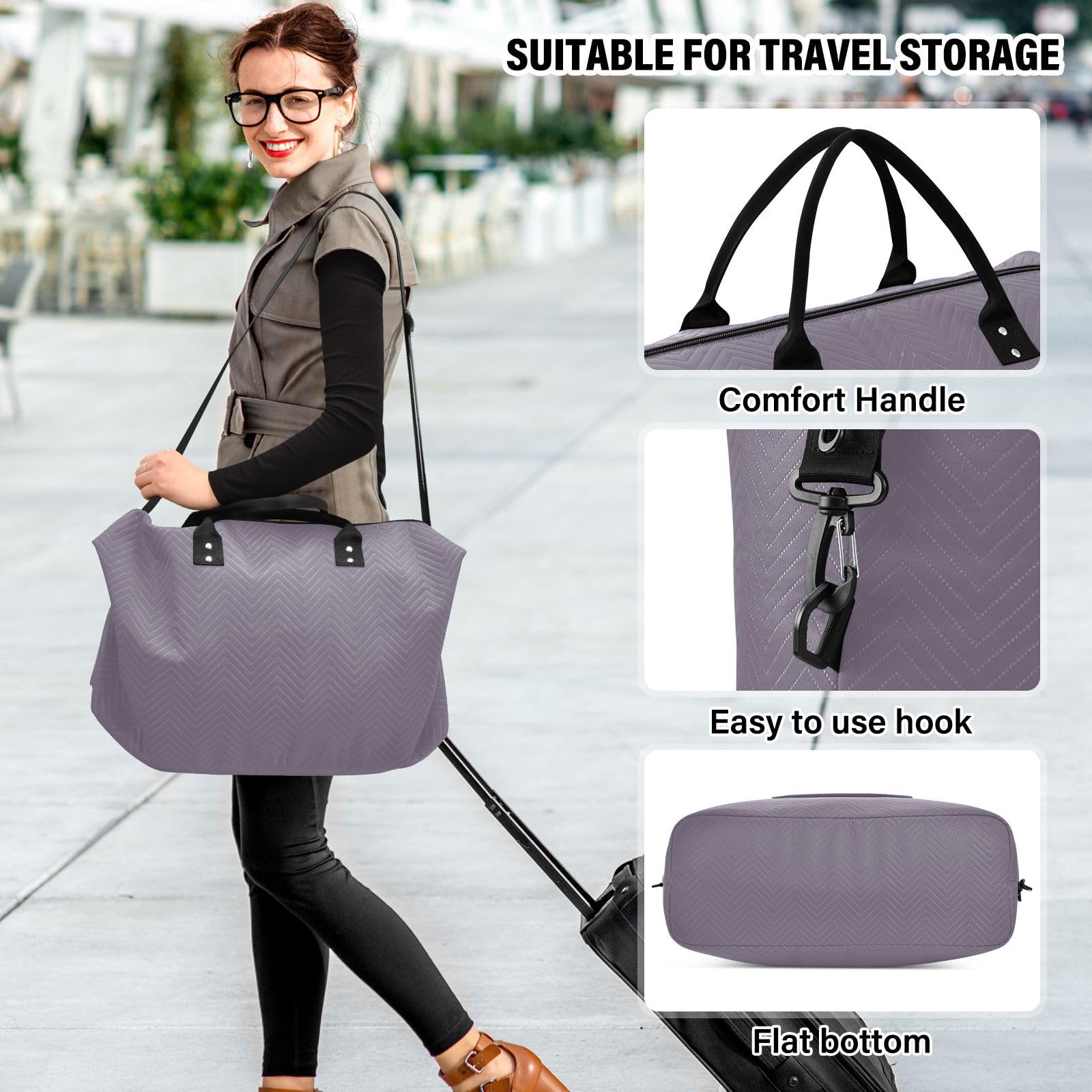 Reisetaschen-Set, 2-teilig, Volldruck, Trolleyhülle, modisch, Fitnessstudio, Pflaumenschatten, One Size, Klassisch