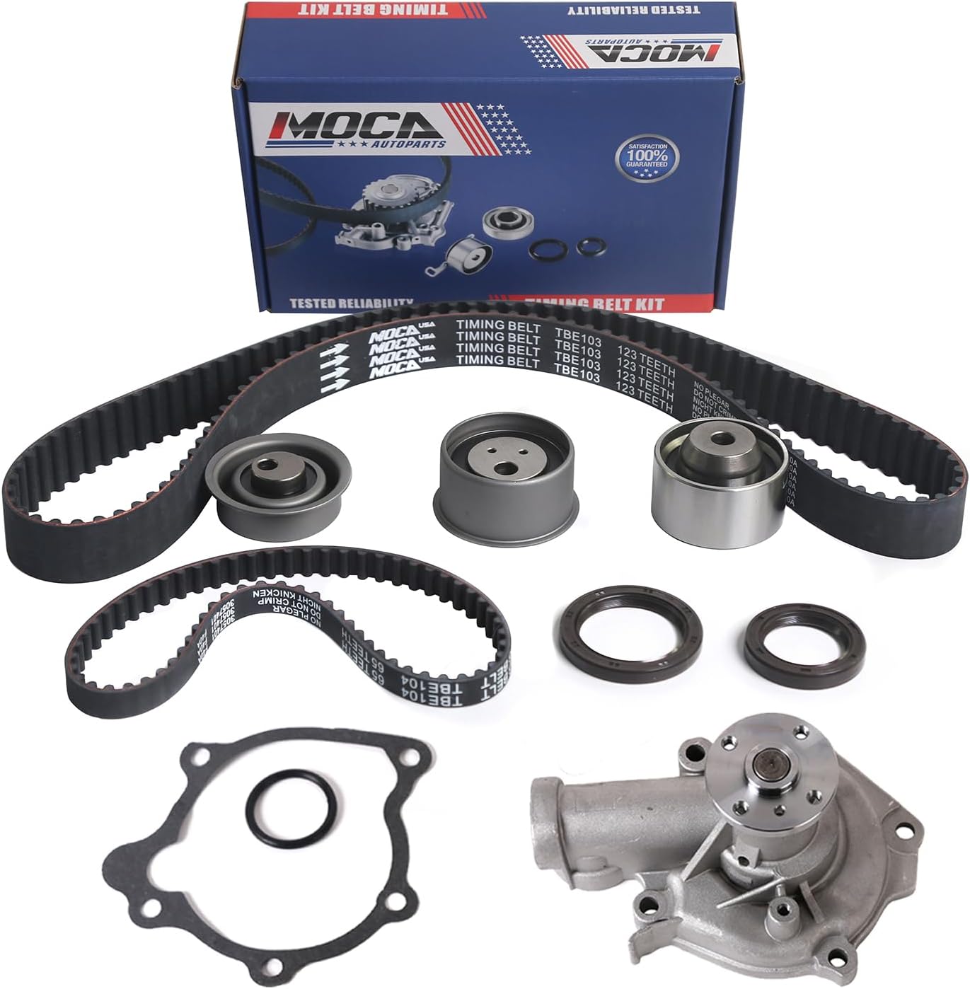 MOCA Timing Belt Kit & Water Pump Kit Fit 99-03 for Mitsubishi Galant & 00-05 for Mitsubishi Eclipse & 01-05 for Chrysler Sebring & 01-05 for Dodge Stratus 2.4L