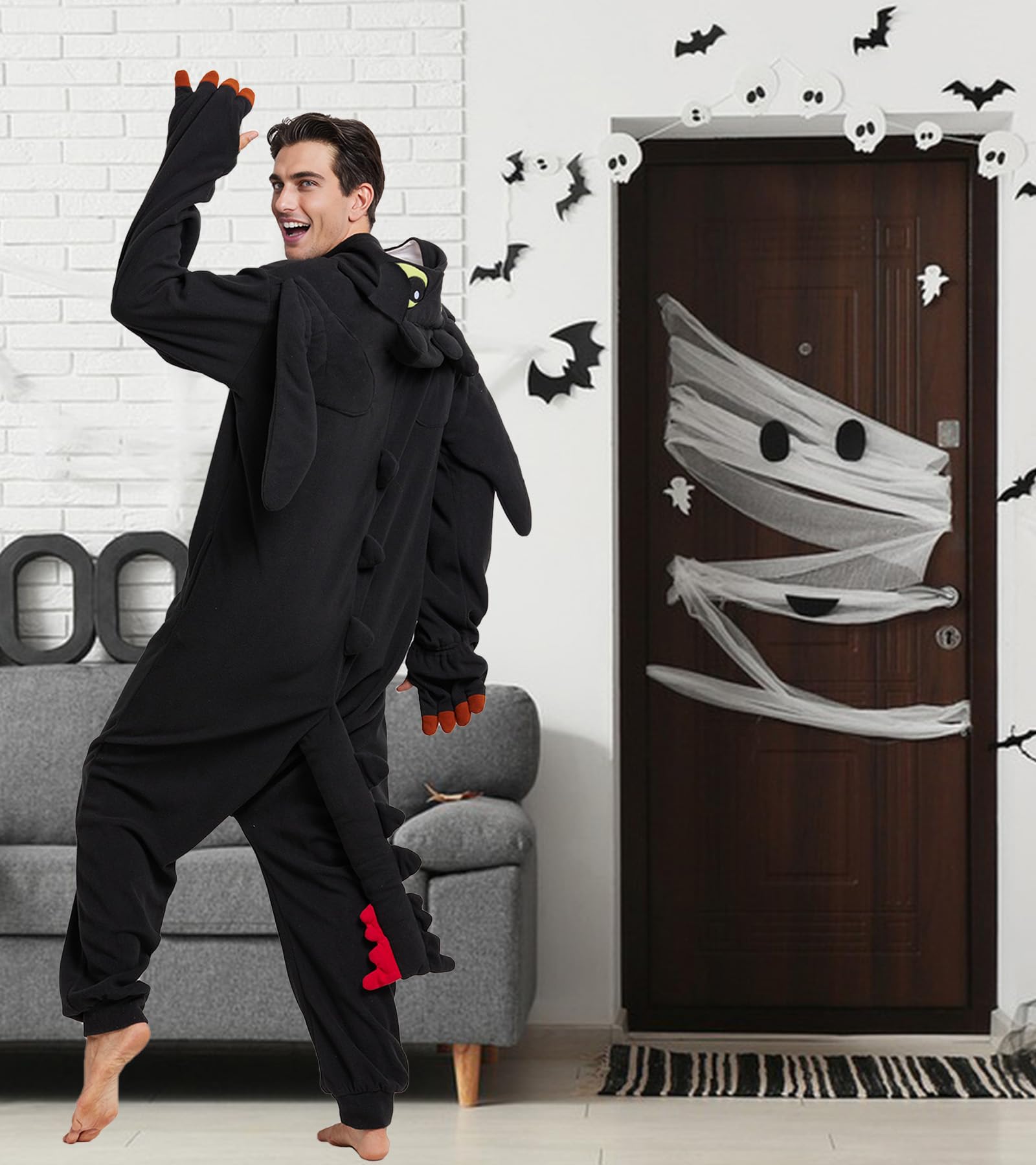 Guturris Unisex Adultos Pijama de Dragón Onesie Animal Disfraz de Halloween Fiesta Cosplay Mono Anime Disfraz de Carnaval