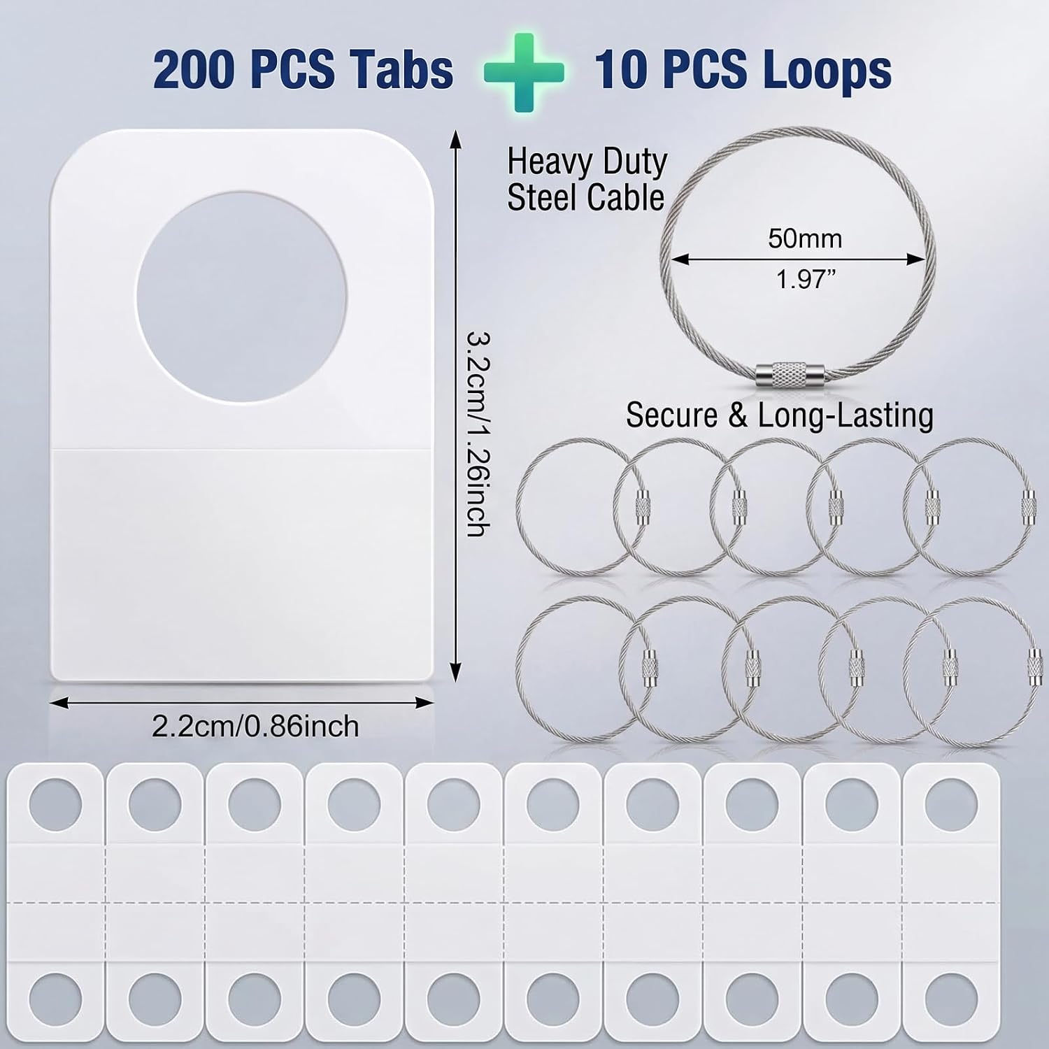 200 PCS Self Adhesive Tabs with 10 Colorful Rings，Card Holder Organizer
