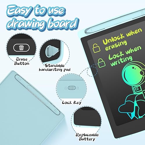 Miniatura 10 de LEYAOYAO Paquete de 2 tabletas de escritura LCD de 8.5 pulgadas con 2 bolsas, tableta de dibujo colorida para niños, almohadillas de dibujo