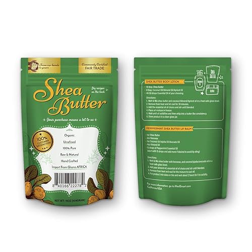 Miibox 100 Ghana Africa pura manteca de karité orgánica sin refinar apta para todo tipo de piel y cabello marfil 1601oz 1 paquete