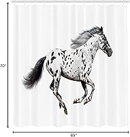 Vista 5 de Ambesonne Cortina de ducha de caballo, potente semental de Appaloosa, elegante estampado equino de campeón de sangre pura real, juego de decoración
