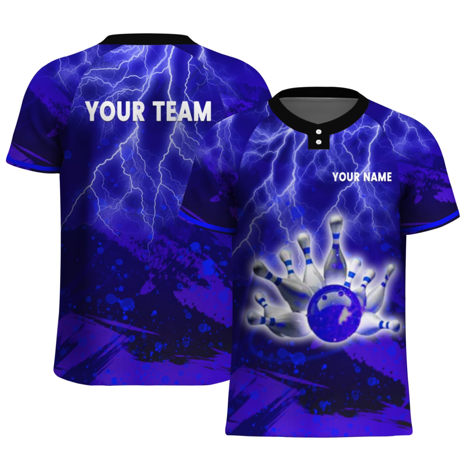 Personalized 3D Bowling Shirt Unisex Custom Name Bowling Jersey Design Your Own Bowling Uniform for Men Women (US, Alpha, One Size, Regular, Regular, Color04)