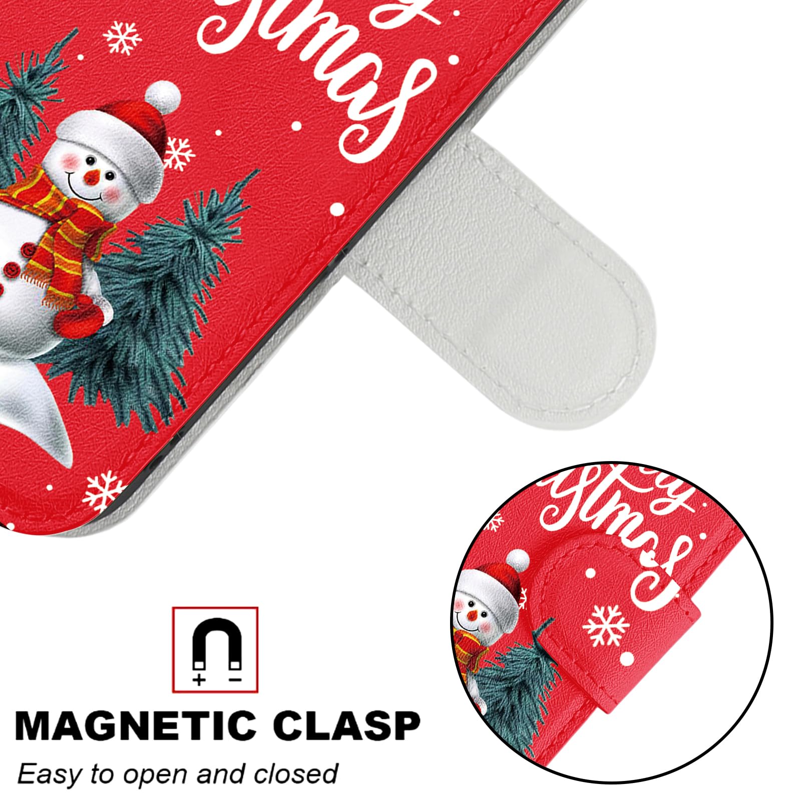 Custodia IPhone 14 Plus A Libro Con Cordino – Natale Pupazzo Di Neve, Portafoglio E Supporto Magnetico