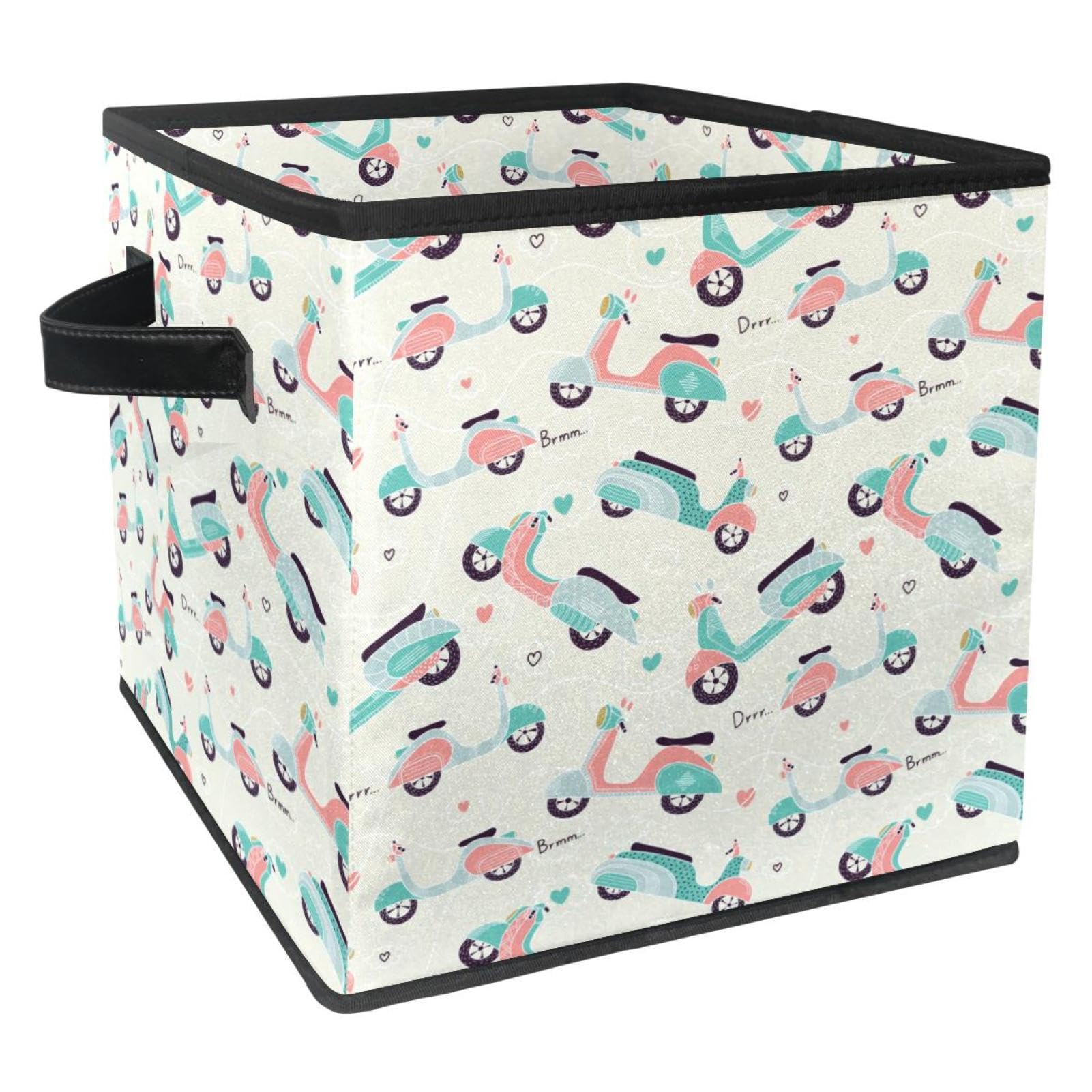 Cube organisateur en tissu supérieur motif moto finitions soignées