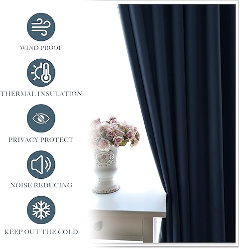 Miniatura 276 de PONY DANCE - Cortinas opacas aisladas térmicamente, set de 2 cortinas opacas con bolsillo para barra / pestaña trasera, paneles de cortinas opacas,