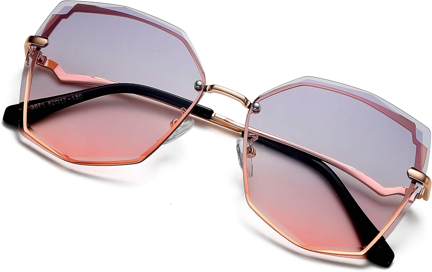 Sunglasses for Women trendy Polygon Oversized Fashion Designer Style Gradient UV400 octagon Lens Metal Frame