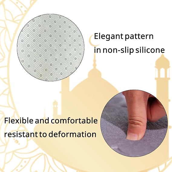 Padded Prayer Mat Rug 43x26 - Thick Sponge Travel Prayer Mat for Men & Women,Soft Luxury Fabric for Eid Ramadan,Ideal Islamic Gift (Gray)