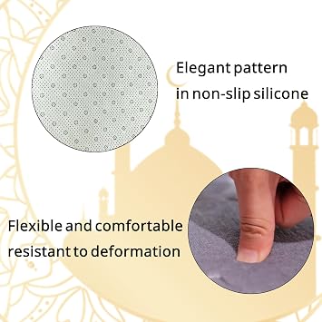 Padded Prayer Mat Rug 43x26 - Thick Sponge Travel Prayer Mat for Men & Women,Soft Luxury Fabric for Eid Ramadan,Ideal Islamic Gift (Gray)