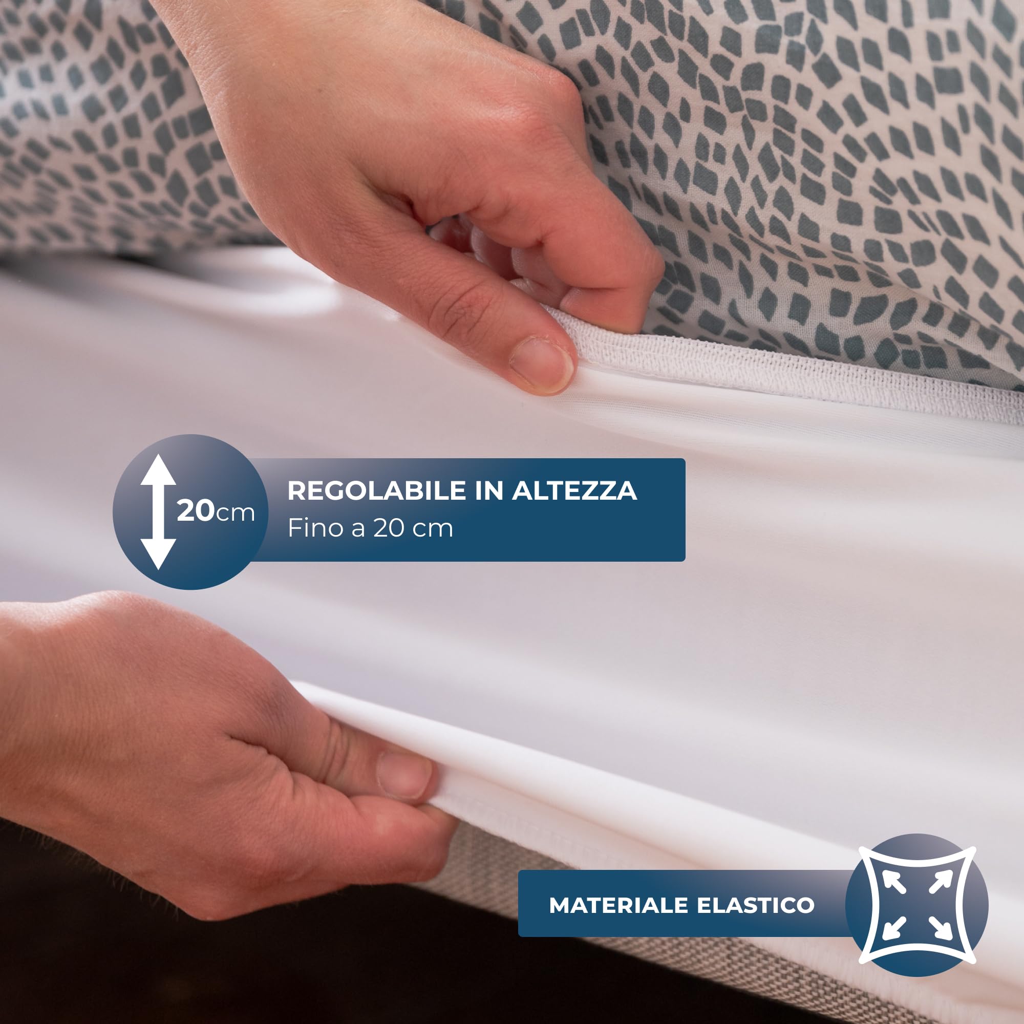 Copri Sommier WRAPPYBAG 180x200 Cm - Antracite, In Cotone Elastico - Adatto A Altezze Fino A 30 Cm - Foto 11