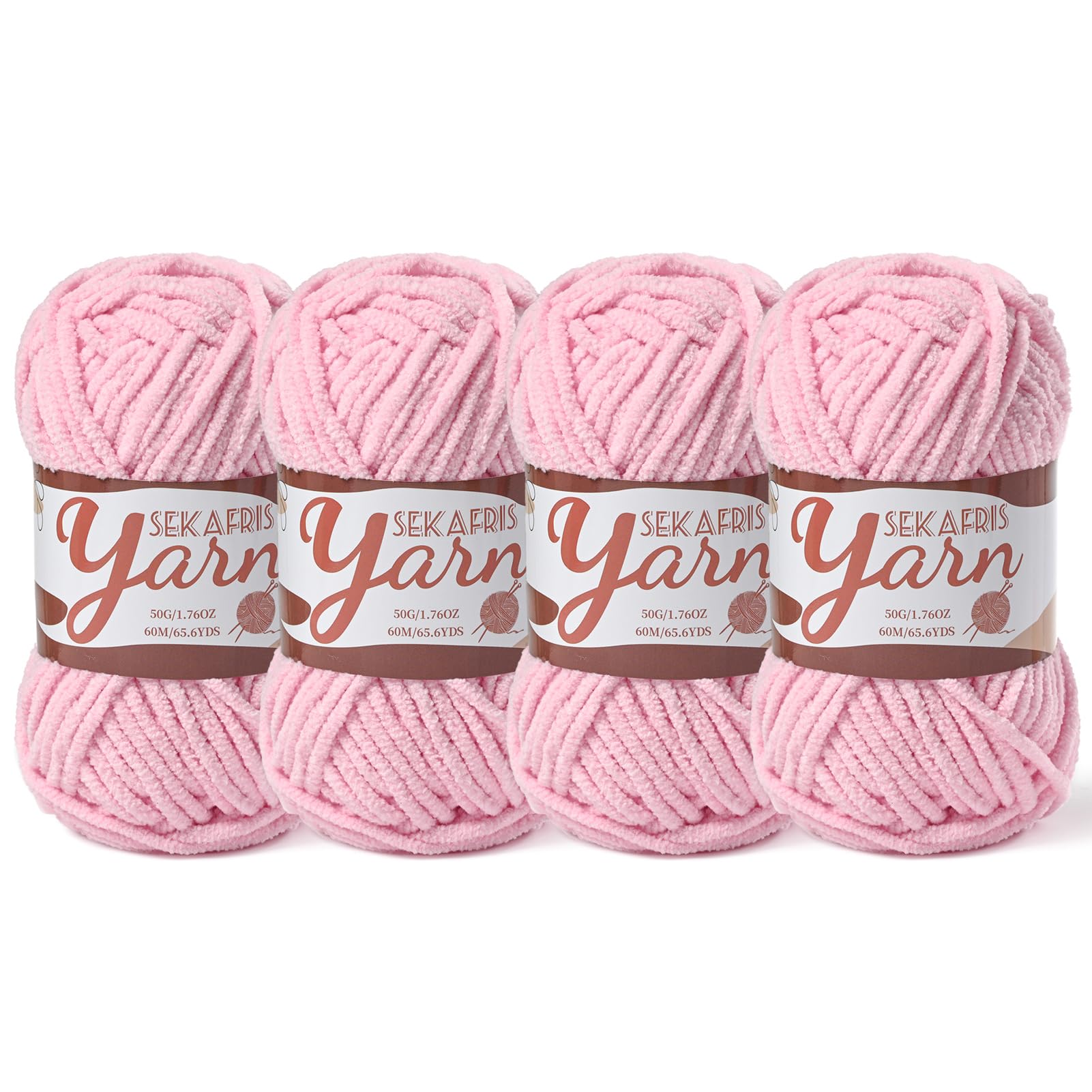 Chenille Yarn for Crocheting Crochet Pink Yarn 4 Pack
