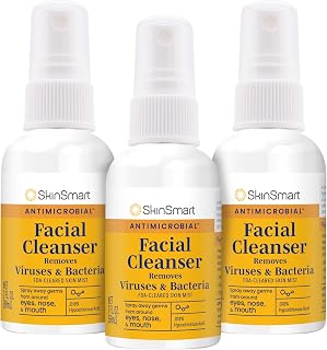 SkinSmart Hypochlorous Acid Facial Cleanser Spray (3 Pack) - Kills Viruses & Bacteria Around Eyes, Nose, Mouth, Fights Maskne, Safe for Sensitive Skin