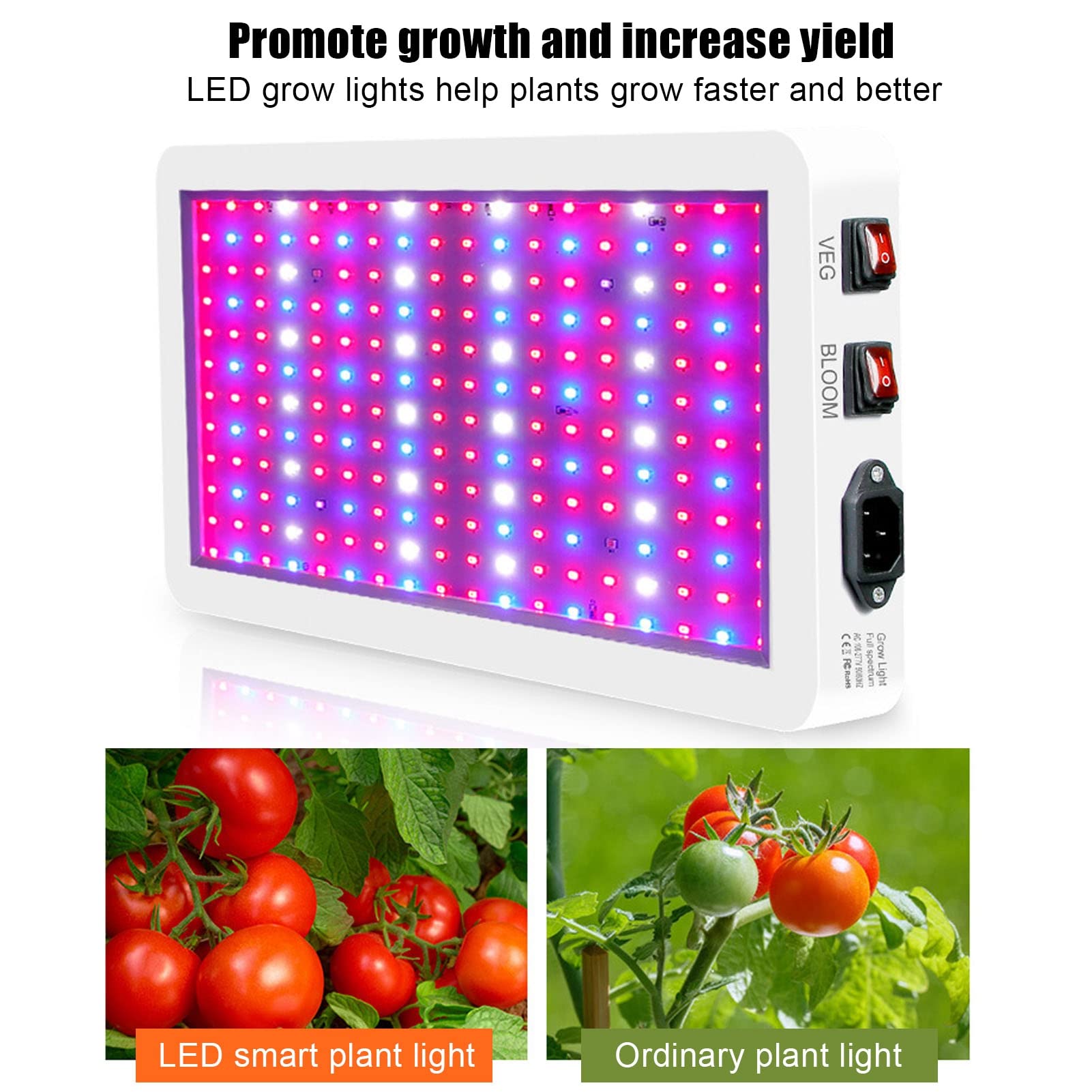 Oświetlenie LED do Uprawy Roślin, 2000 W 312 Diod LED Pełne Spektrum światła do Uprawy Roślin Podwójny Przełącznik 3 Tryby Biegów Rośliny Domowe Lampa LED do Uprawy Roślin Warzywnych,(EU)
